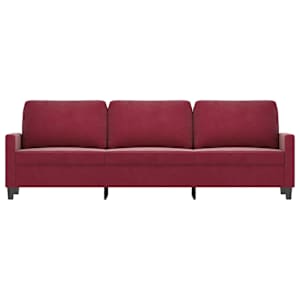 vidaXL Trivietė sofa, raudonojo vyno spalvos, 210cm, aksomas