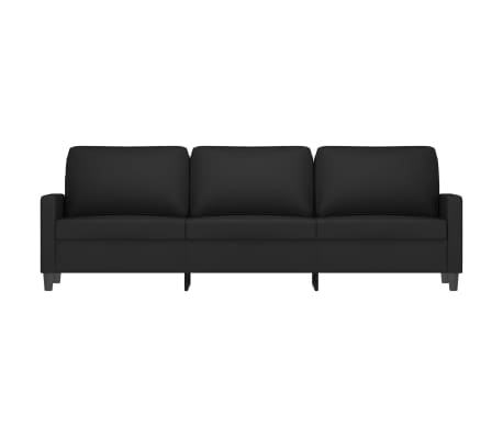vidaXL Trivietė sofa, juodos spalvos, 210cm, aksomas