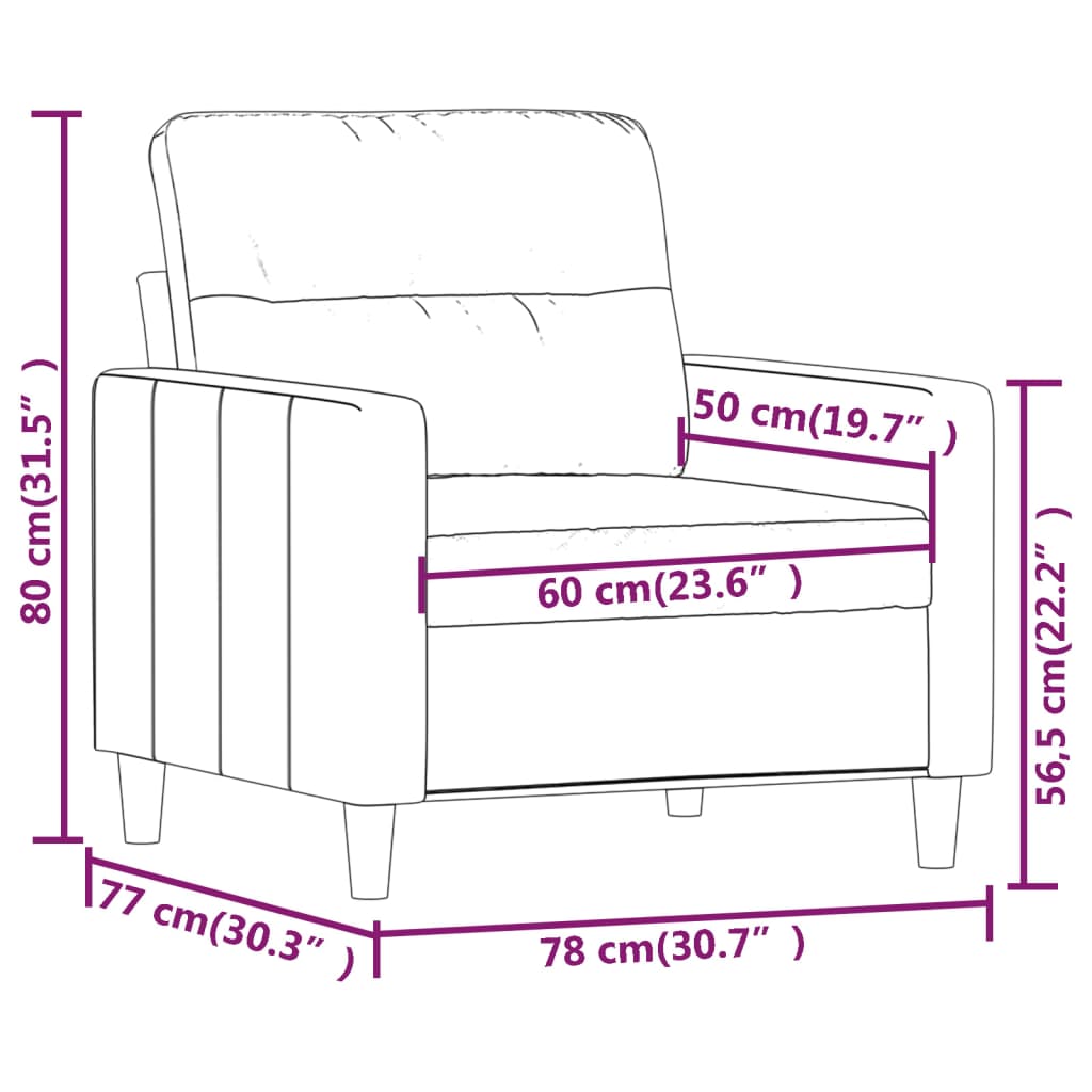 1-Sitzer-Sofa Creme 60 cm Stoff-8