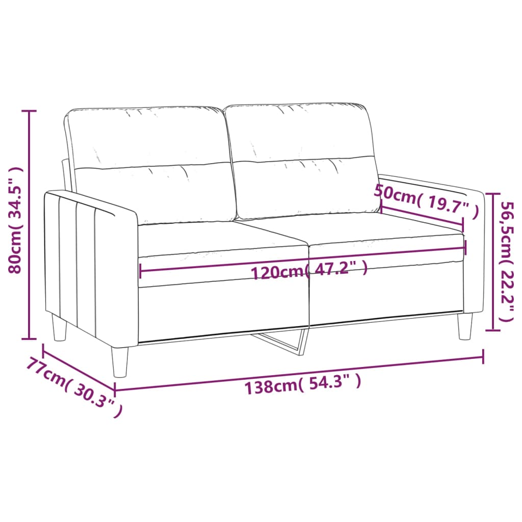 2-Sitzer-Sofa Schwarz 120 cm Stoff | Stepinfit.de