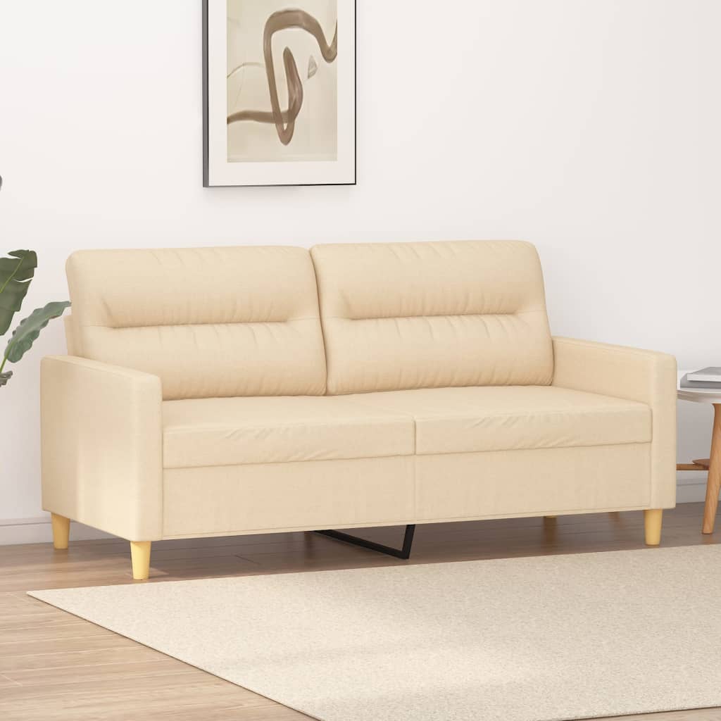 vidaXL Sofá de 2 lugares tecido 140 cm cor creme