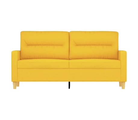 vidaXL 2-местен диван, светложълт, 140 см, плат