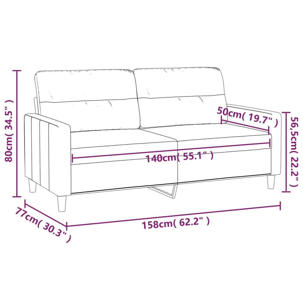 2-Sitzer-Sofa Taupe 140 cm Stoff | Stepinfit.de