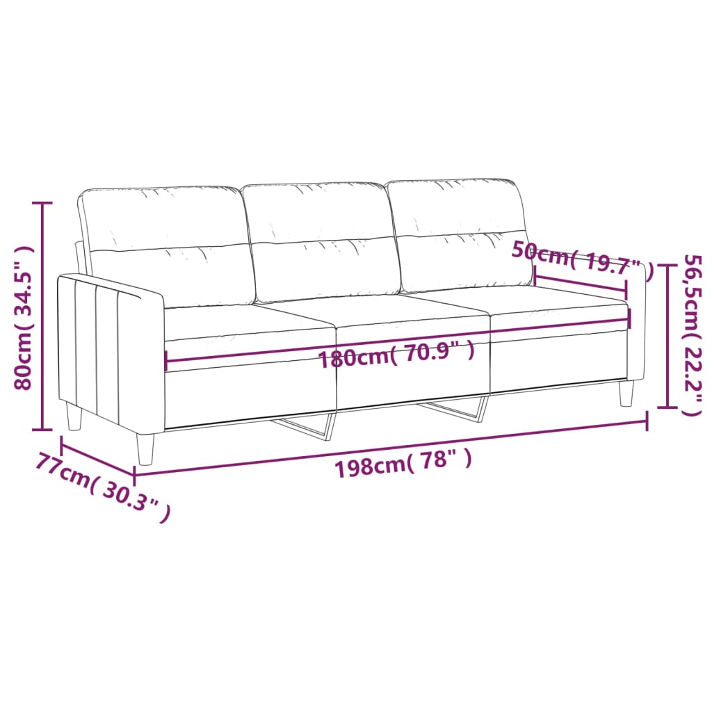 3-Sitzer-Sofa Hellgrau 180 cm Stoff | Stepinfit.de