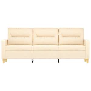 vidaXL Trivietė sofa, kreminės spalvos, 180cm, audinys