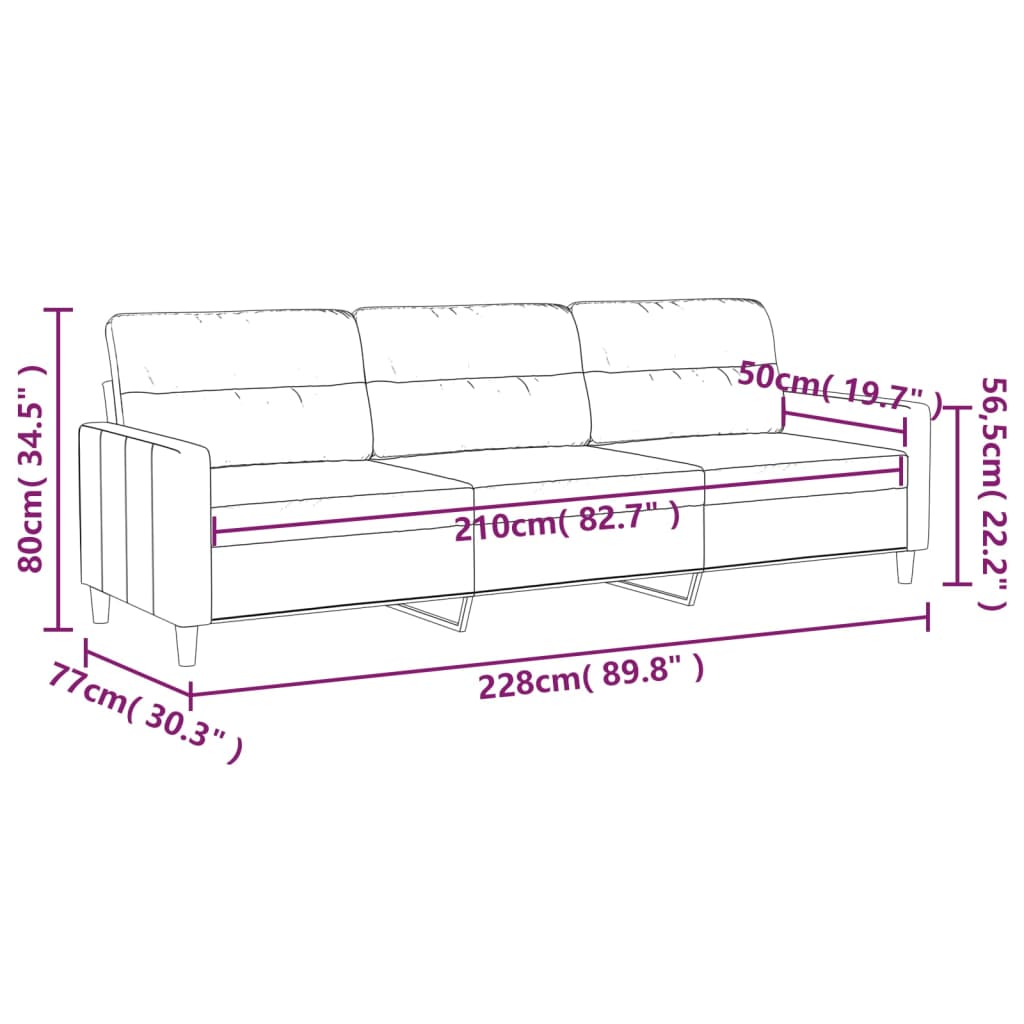 3-Sitzer-Sofa Dunkelgrau 210 cm Stoff | Stepinfit.de