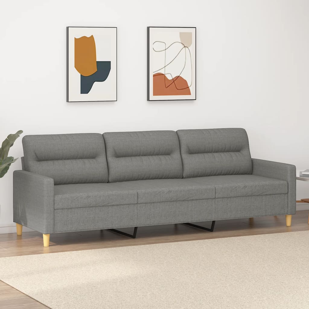 vida XL 3-Sitzer-Sofa Dunkelgrau 210 cm Stoff