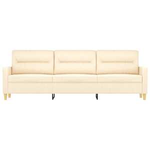 vidaXL Trivietė sofa, kreminės spalvos, 210cm, audinys