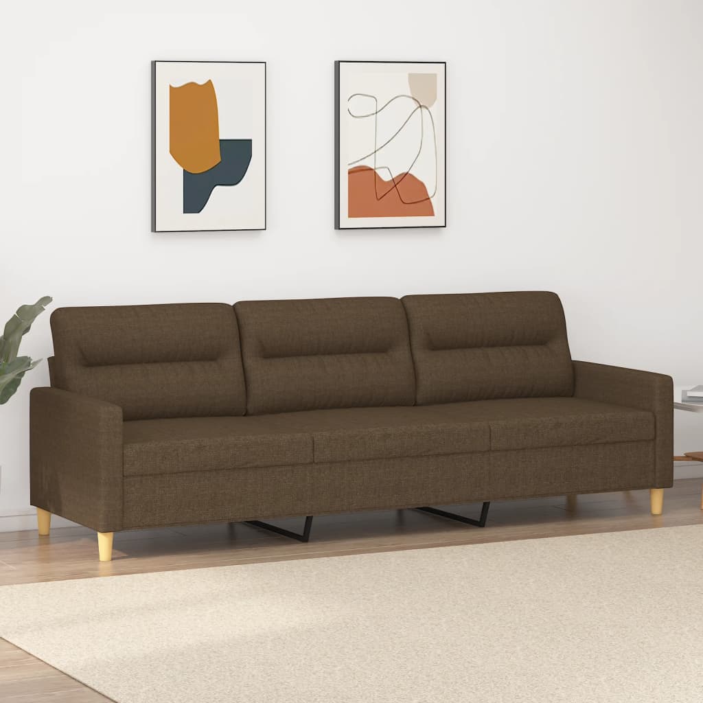 vidaXL Sofá de 3 lugares tecido 210 cm castanho