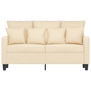vidaXL Dvivietė sofa, kreminės spalvos, 120cm, audinys