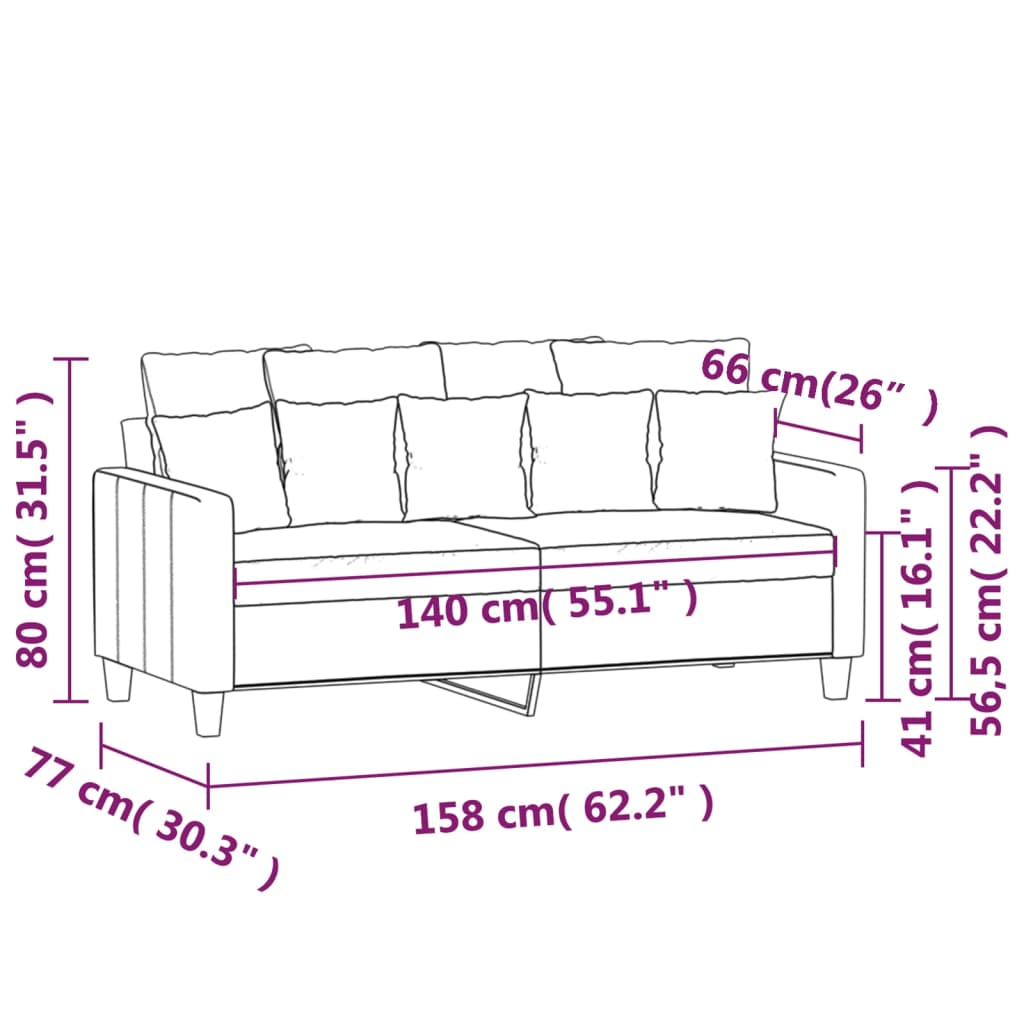 2-Sitzer-Sofa Dunkelgrau 140 cm Stoff | Stepinfit.de