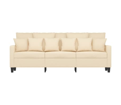vidaXL Trivietė sofa, kreminės spalvos, 180cm, audinys