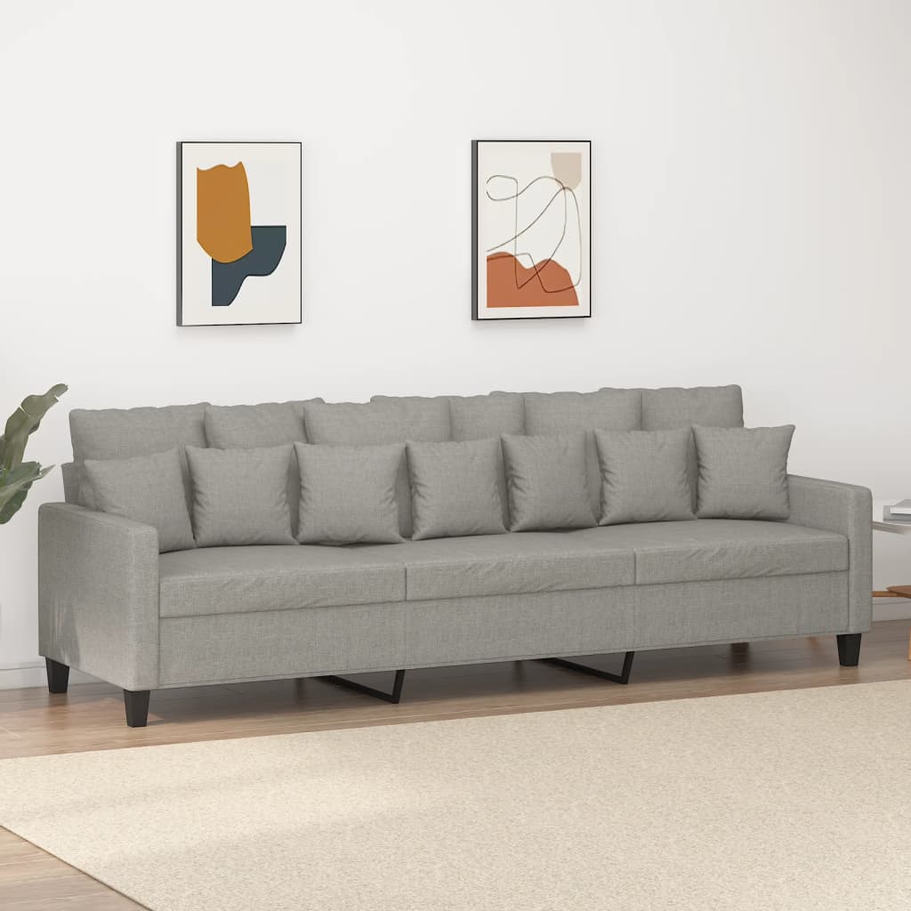 vida XL 3-Sitzer-Sofa Hellgrau 210 cm Stoff