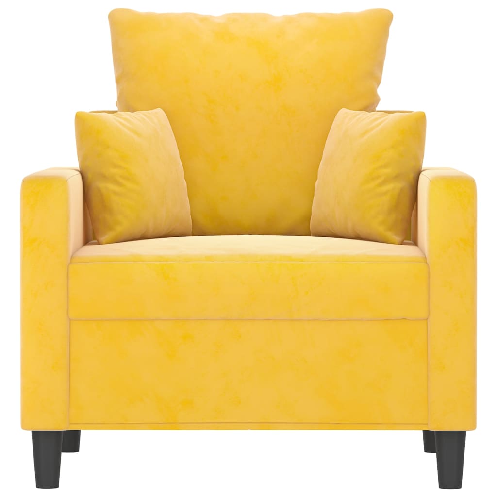sárga bársony kanapéfotel 60 cm