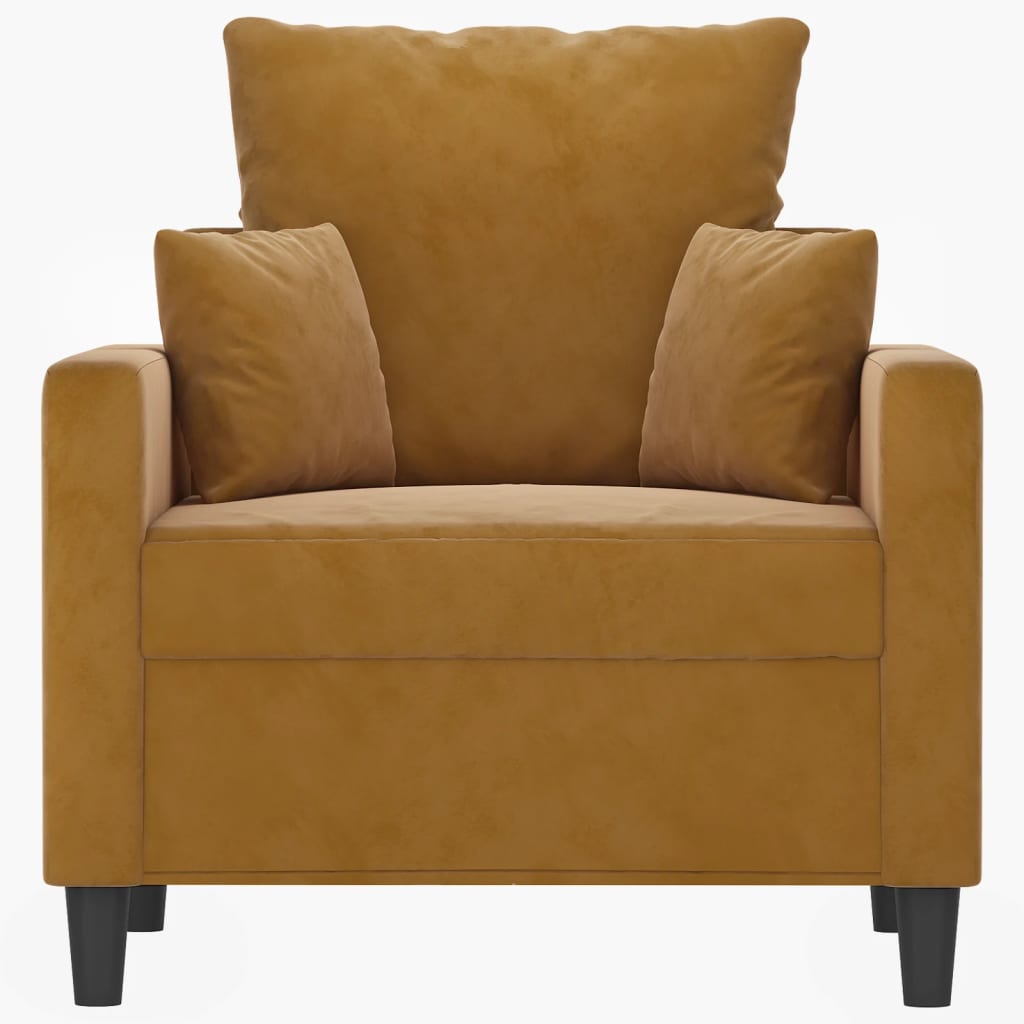 barna bársony kanapéfotel 60 cm