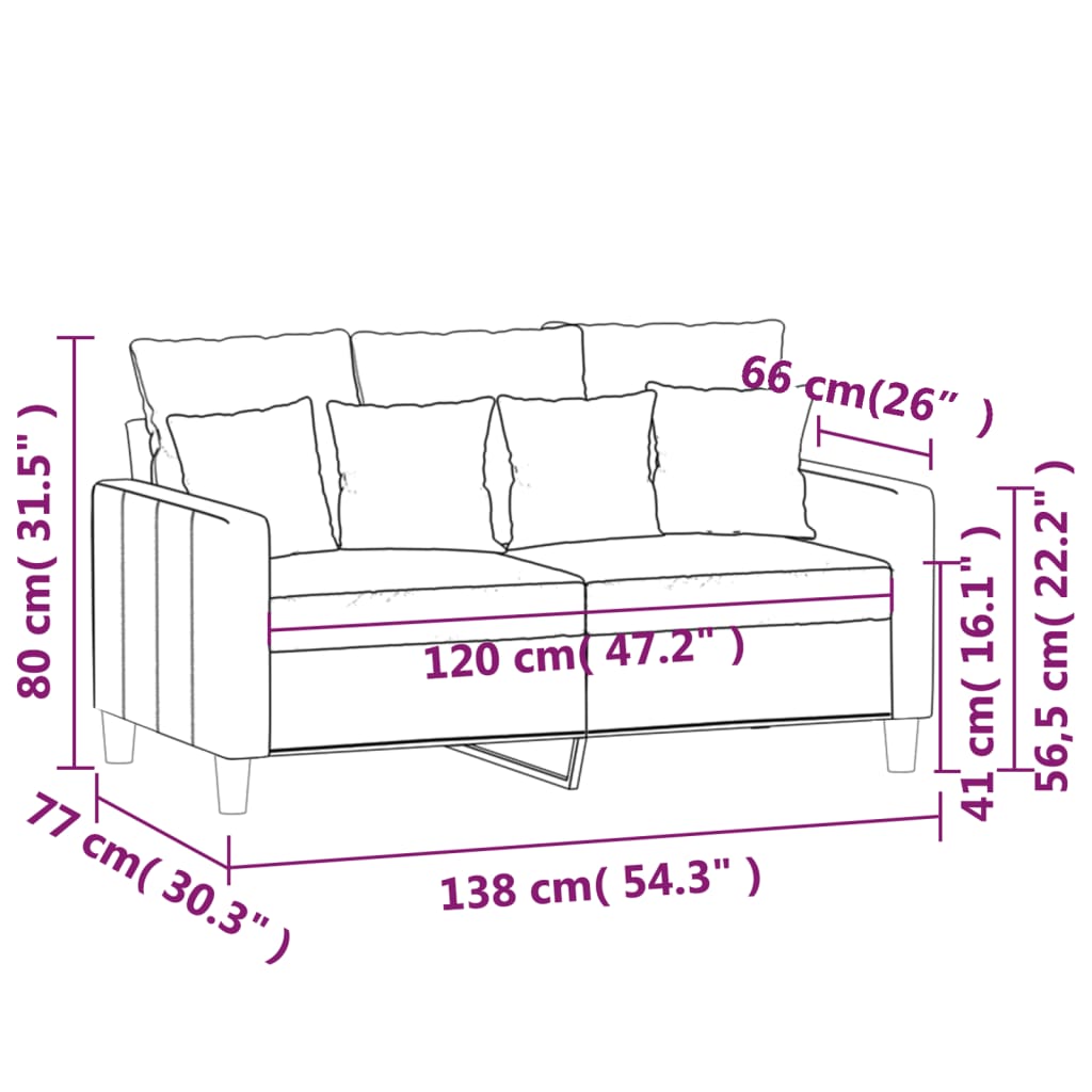 Dvivietė sofa, šviesiai pilkos spalvos, 120cm, aksomas | Stepinfit.lt