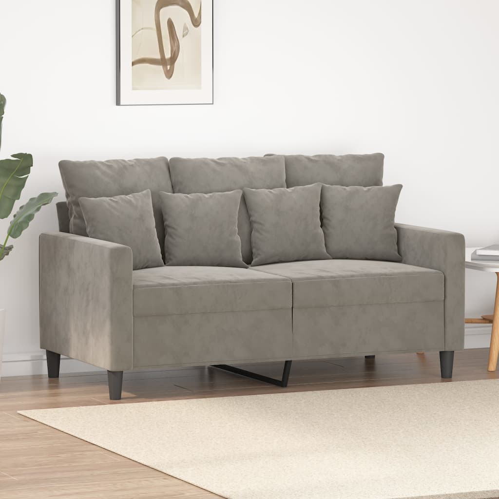 vidaXL Sofá de 2 lugares 120 cm veludo cinzento-claro