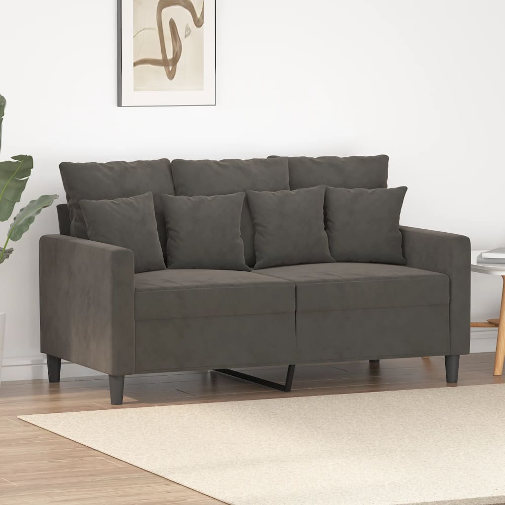 vidaXL Sofá de 2 lugares 120 cm veludo cinza-escuro