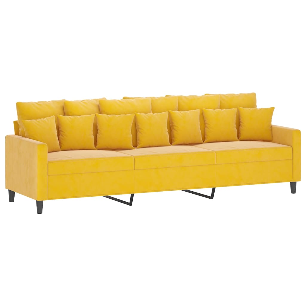 Trivietė sofa, geltonos spalvos, 210cm, aksomas | Stepinfit.lt