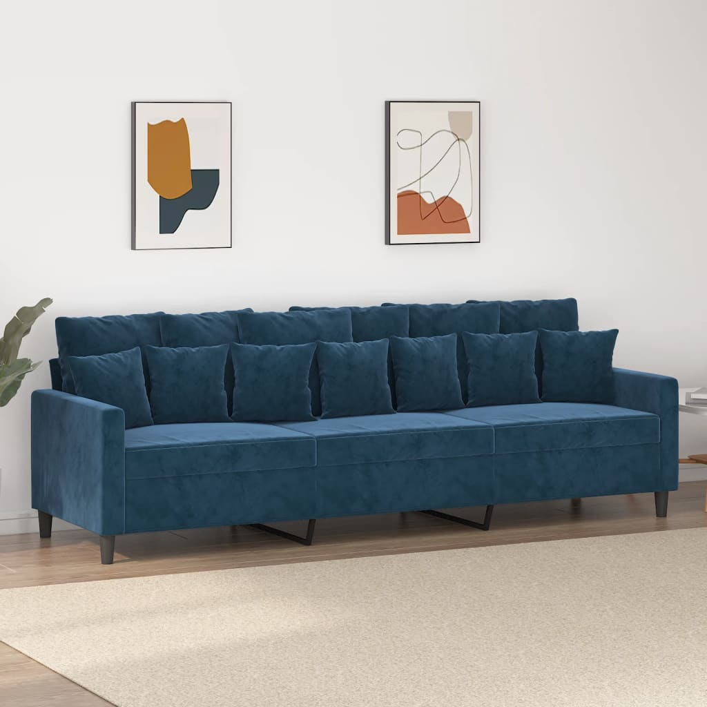 3-Sitzer-Sofa Blau 210 cm Samt | Stepinfit.de