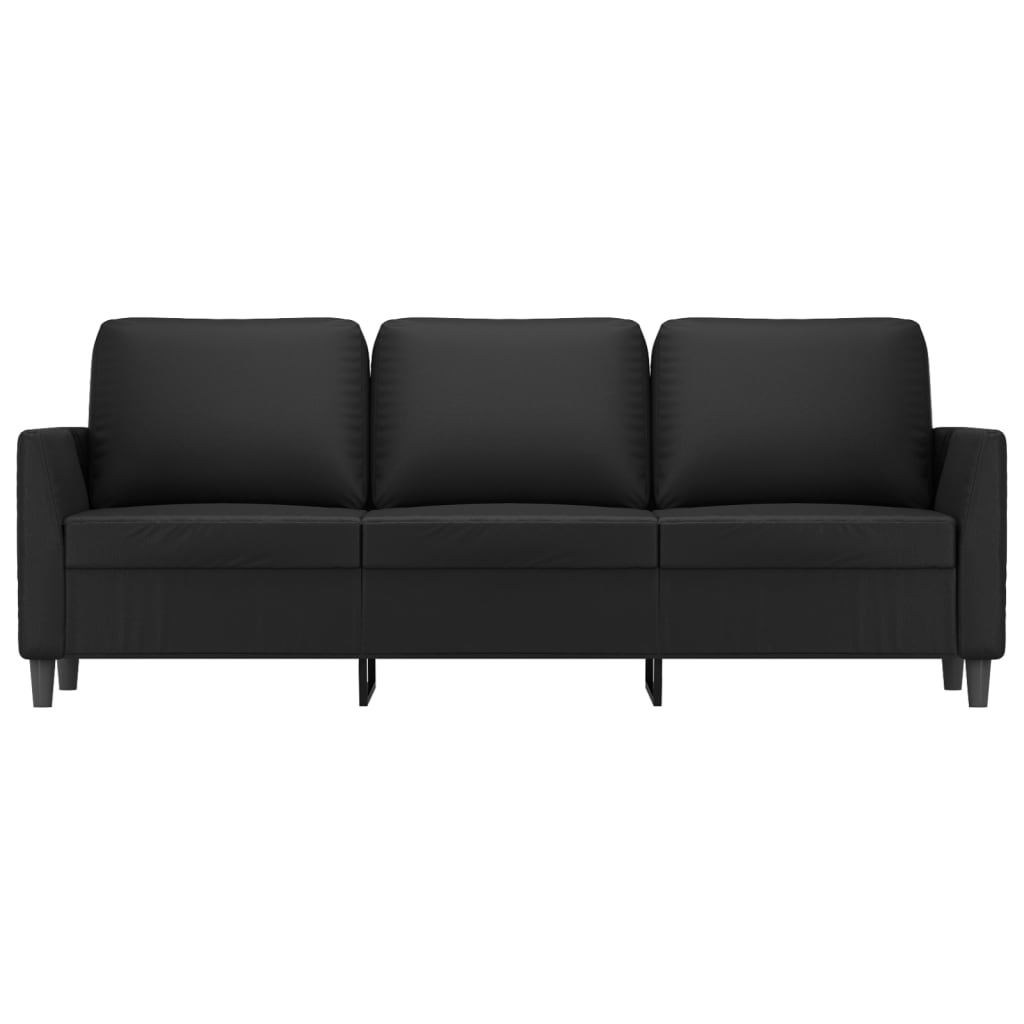 vidaXL 3-Seater Sofa Black 70.9" Faux Leather