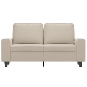 vidaXL Dvivietė sofa, kreminės spalvos, 120cm, mikropluo&scaron;to audinys