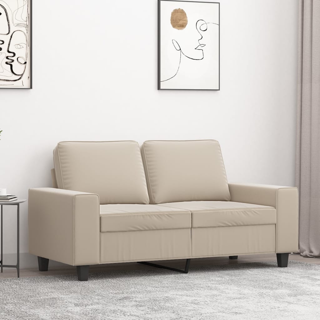divvietīgs dīvāns, 120 cm, krēmkrāsas mikrošķiedras audums | Stepinfit.lv