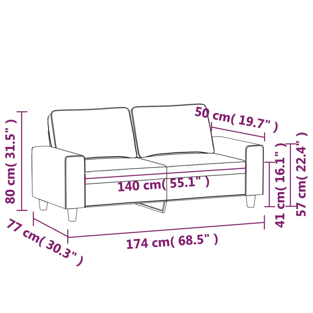 2-Sitzer-Sofa Dunkelgrau 140 cm Mikrofasergewebe-8