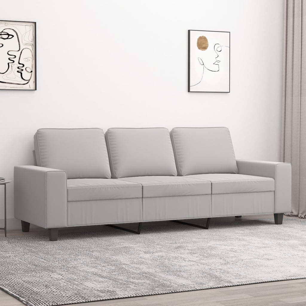 3-Sitzer-Sofa Hellgrau 180 cm Mikrofasergewebe | Stepinfit