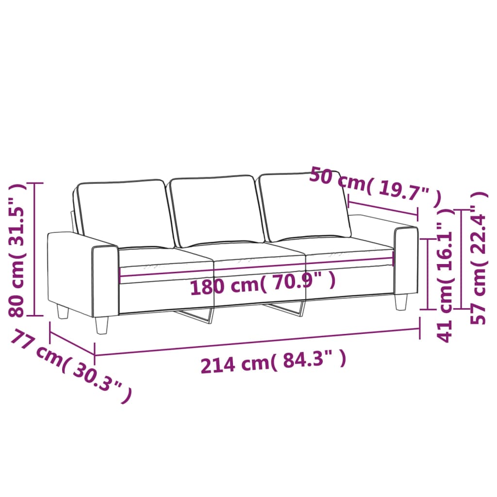 3-Sitzer-Sofa Dunkelgrau 180 cm Mikrofasergewebe | Stepinfit.de
