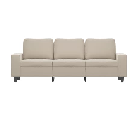 vidaXL Trivietė sofa, kreminės spalvos, 180cm, mikropluo&scaron;to audinys