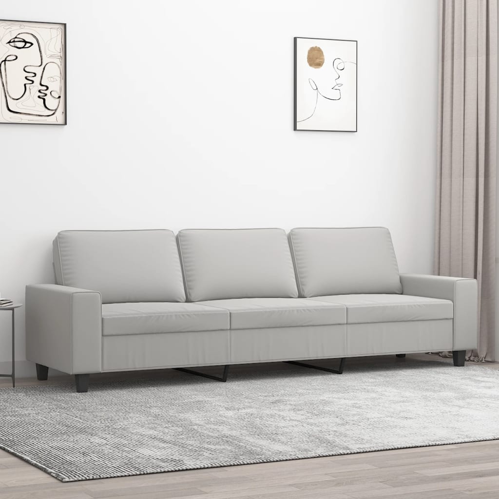 3-Sitzer-Sofa Hellgrau 210 cm Mikrofasergewebe | Stepinfit