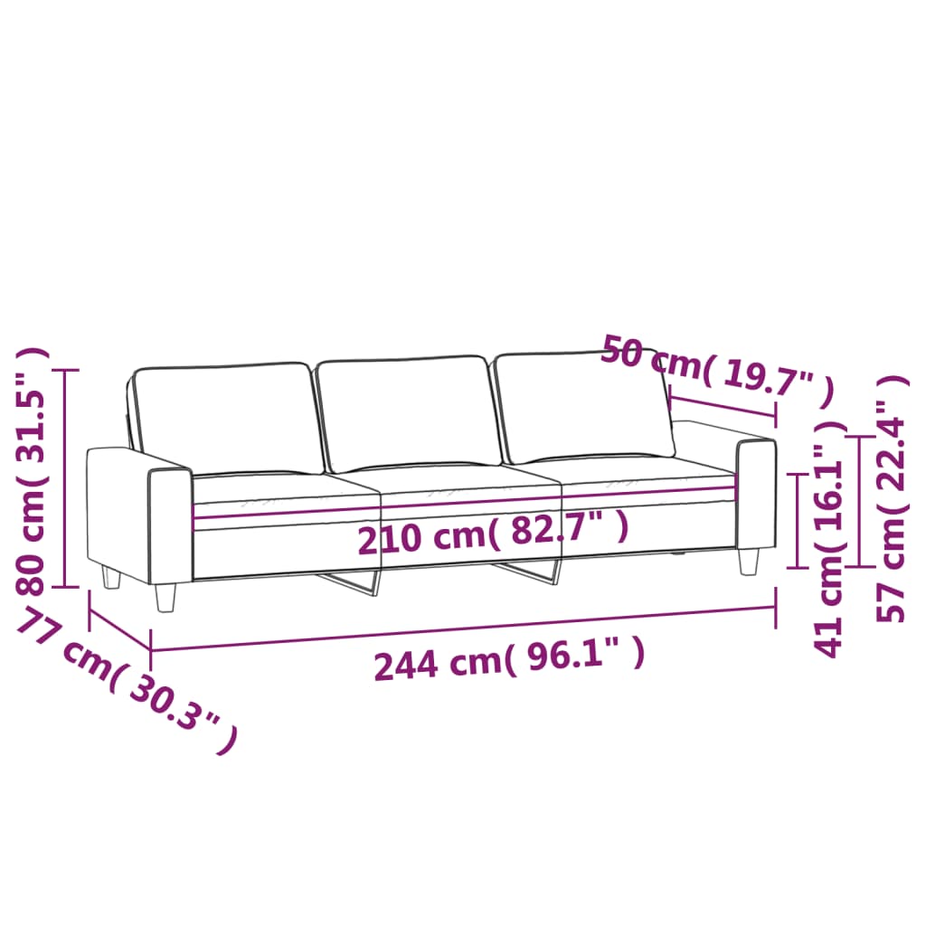 3-Sitzer-Sofa Dunkelgrau 210 cm Mikrofasergewebe-8