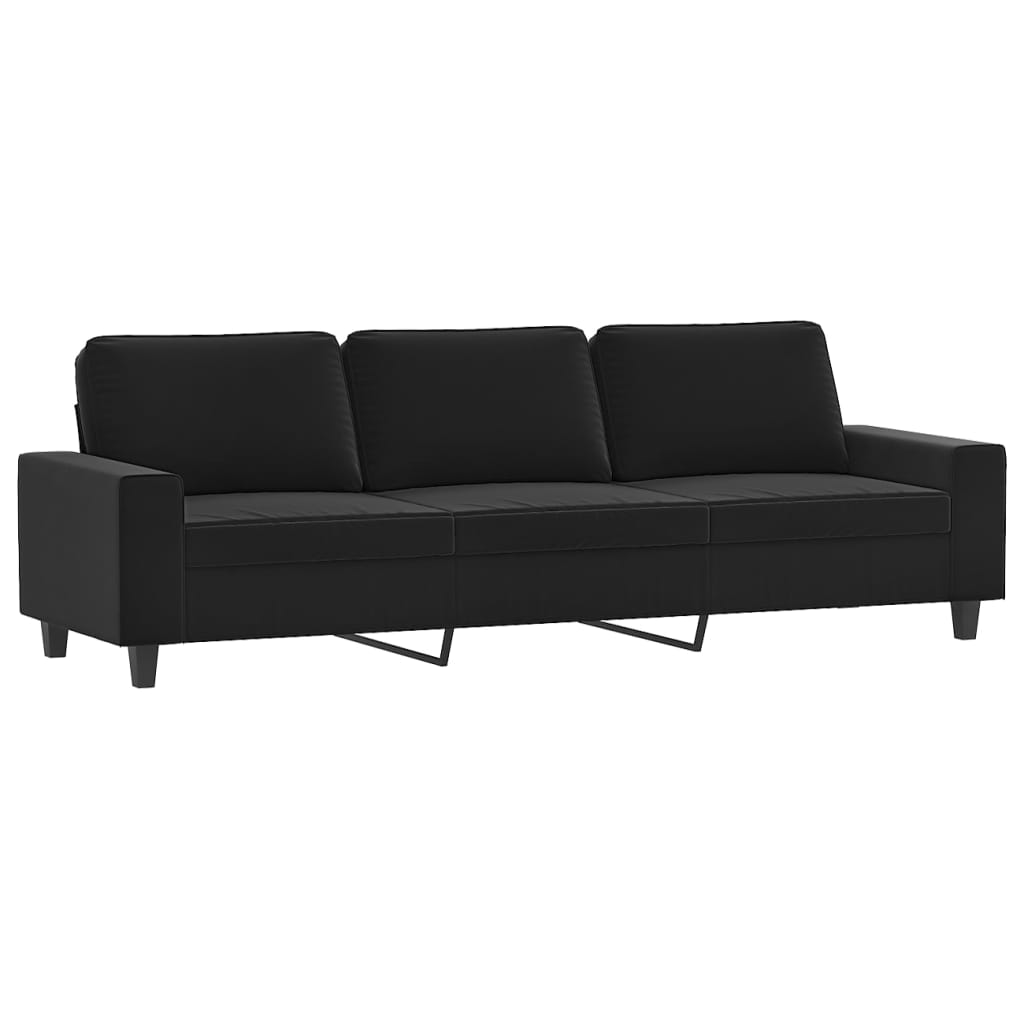 3-Sitzer-Sofa Schwarz 210 cm Mikrofasergewebe | Stepinfit