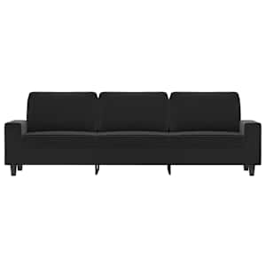vidaXL Trivietė sofa, juodos spalvos, 210cm, mikropluo&scaron;to audinys
