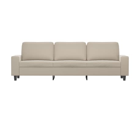 vidaXL Trivietė sofa, kreminės spalvos, 210cm, mikropluo&scaron;to audinys