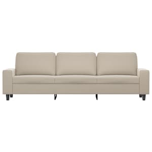 vidaXL Trivietė sofa, kreminės spalvos, 210cm, mikropluo&scaron;to audinys
