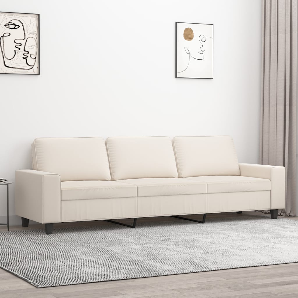 vidaXL Canapea cu 3 locuri, bej, 210 cm, țesătură microfibră