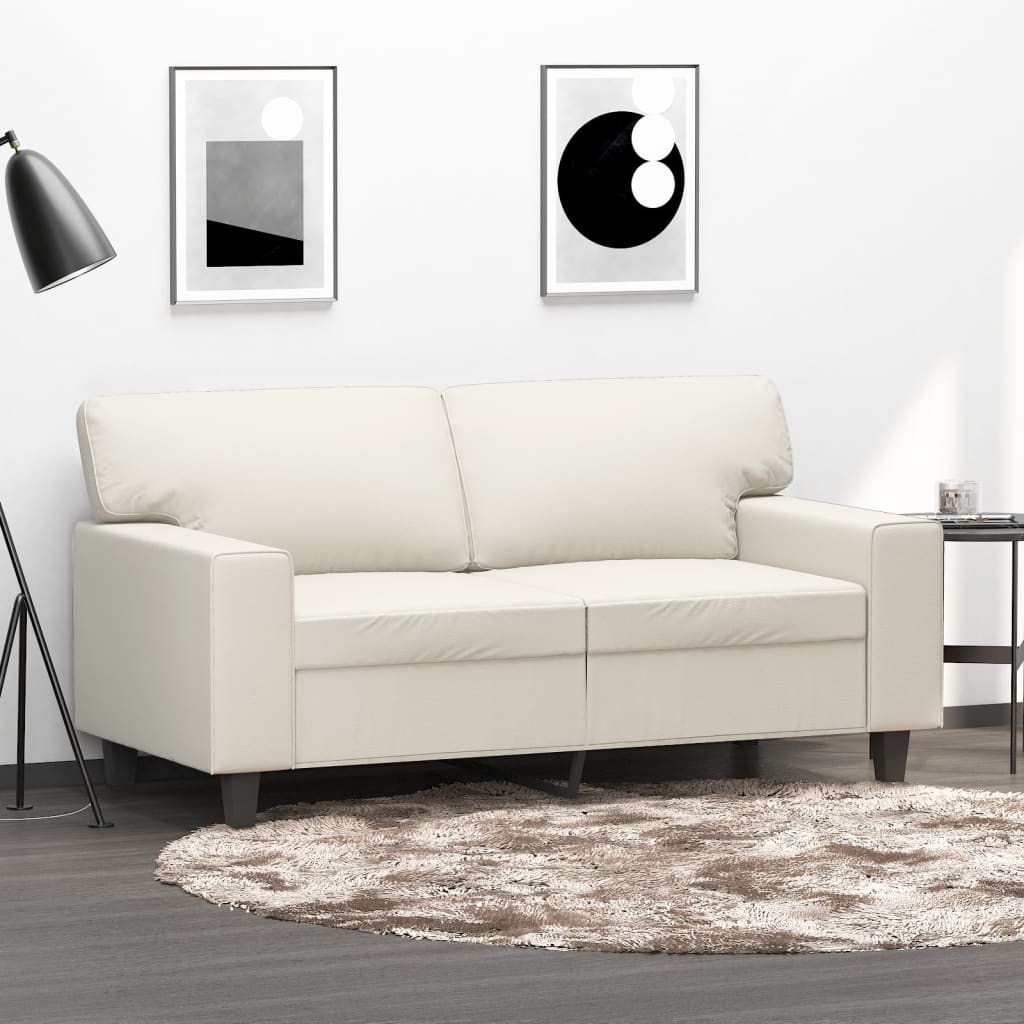 vida XL 2-Sitzer-Sofa Creme 120 cm Kunstleder