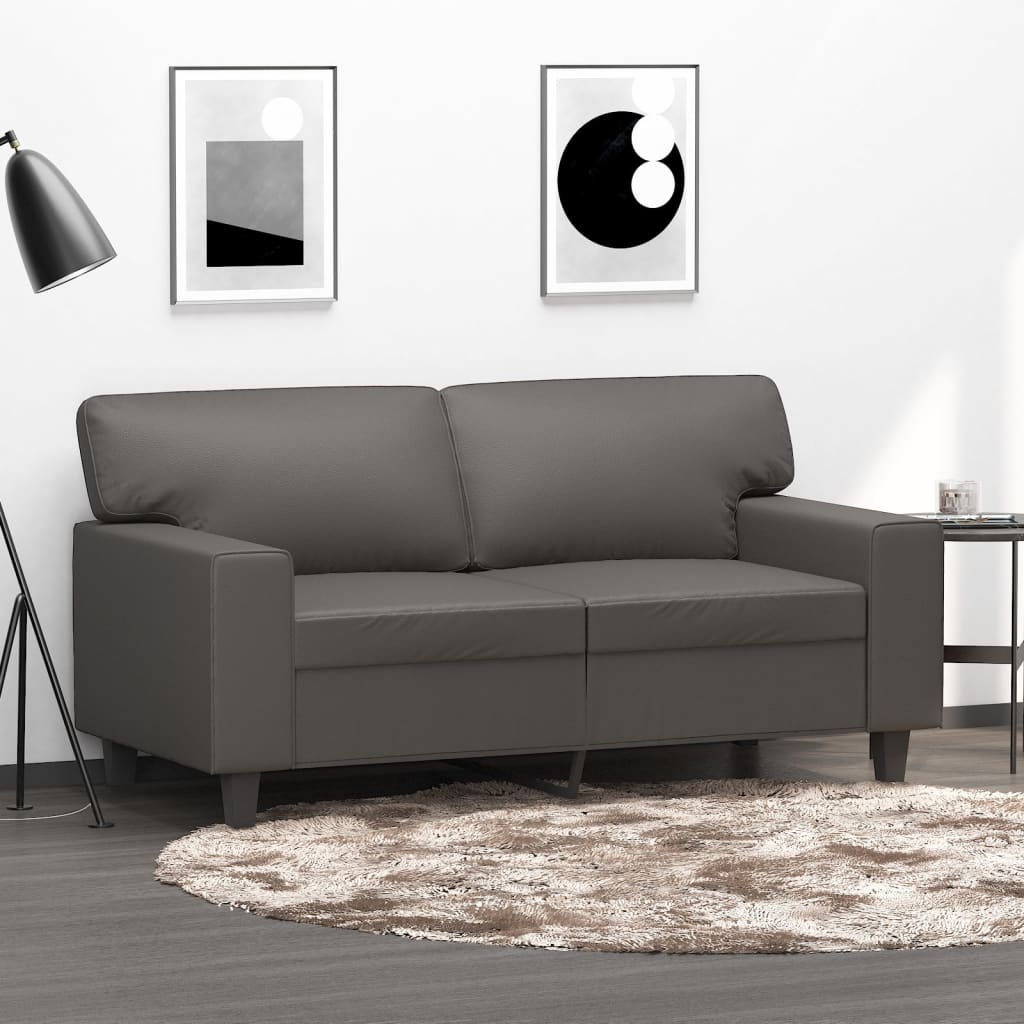 vidaXL Sofá de 2 lugares 120 cm couro artificial cinza