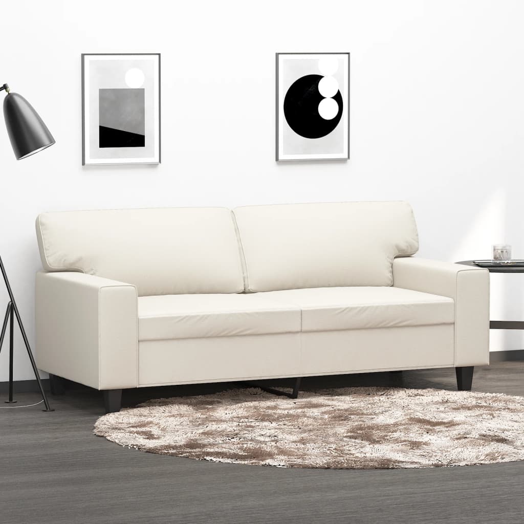 vida XL 2-Sitzer-Sofa Creme 140 cm Kunstleder