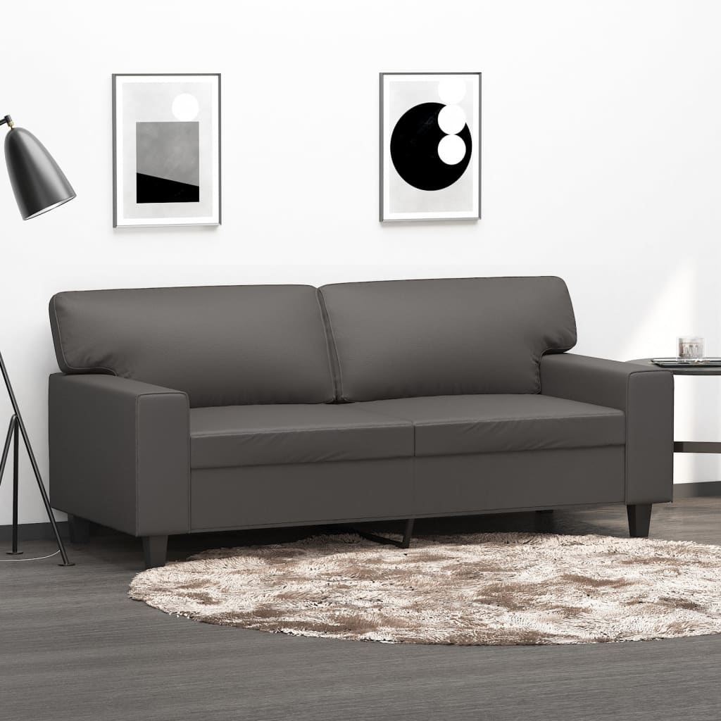 Dvivietė sofa, pilkos spalvos, 140cm, dirbtinė oda | Stepinfit.lt