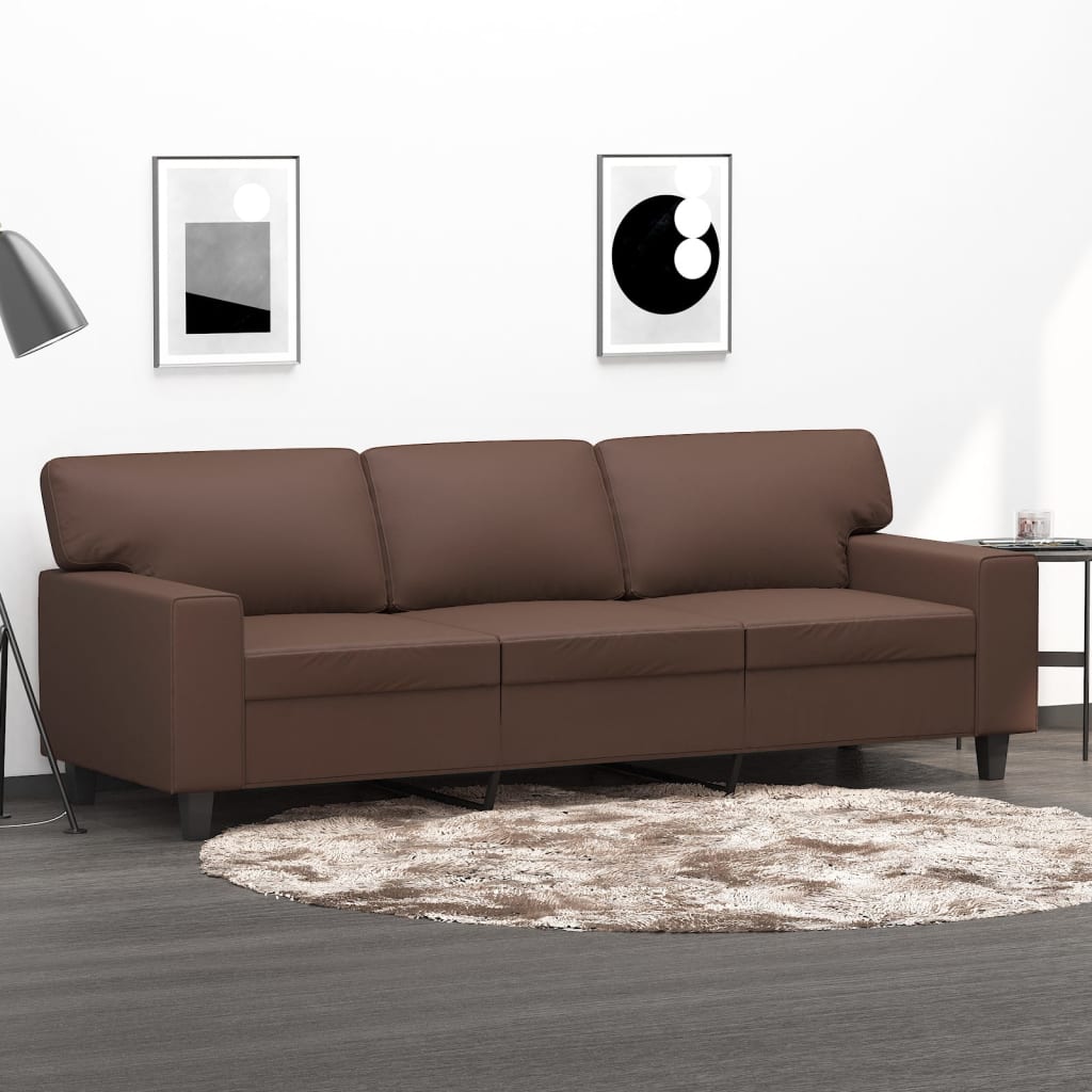 vida XL 3-Sitzer-Sofa Braun 180 cm Kunstleder