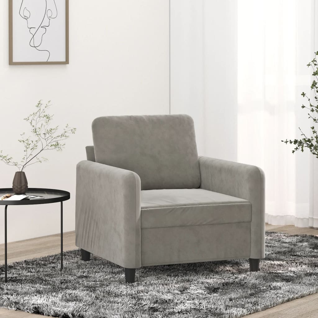 vida XL Sessel Hellgrau 60 cm Samt