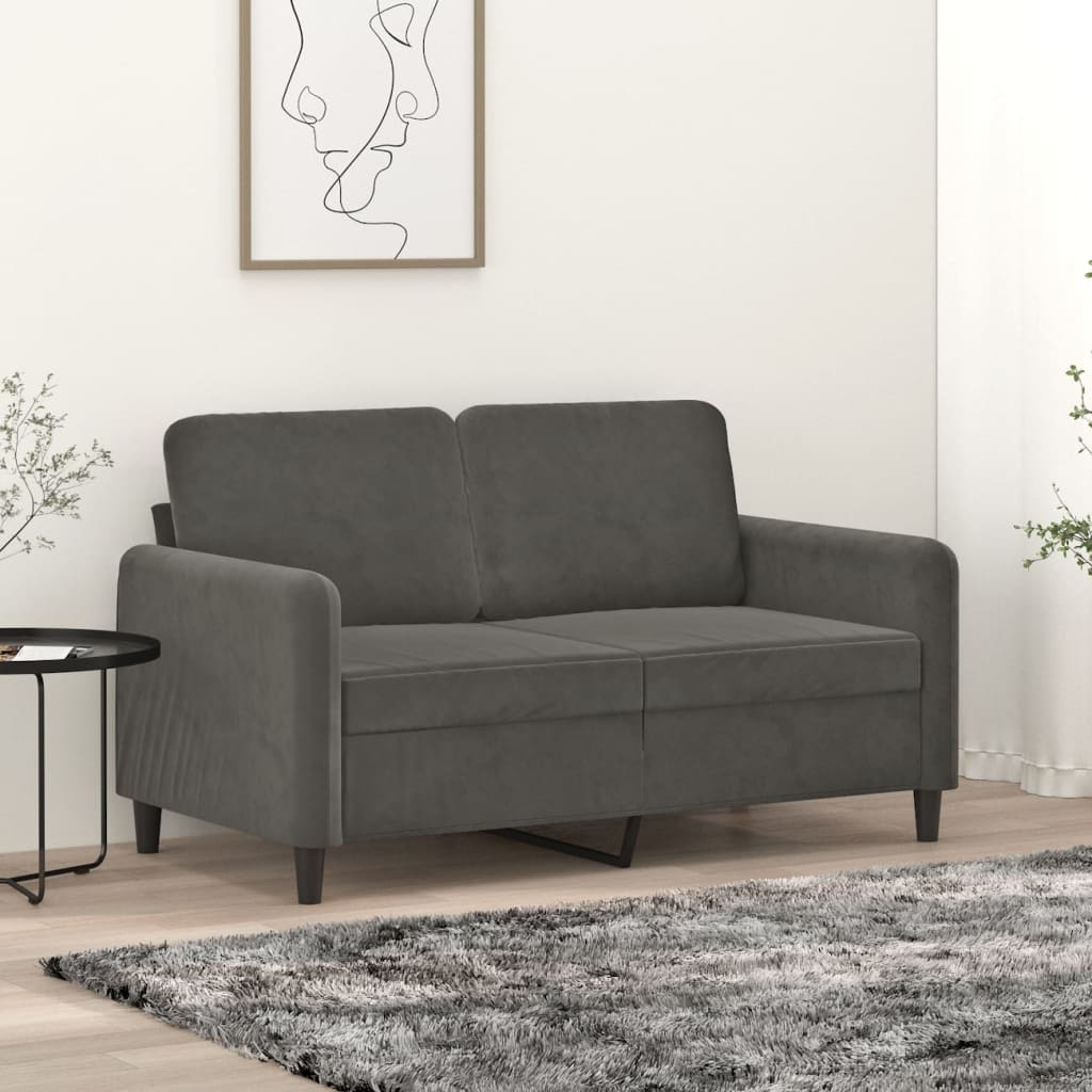 vida XL 2-Sitzer-Sofa Dunkelgrau 120 cm Samt