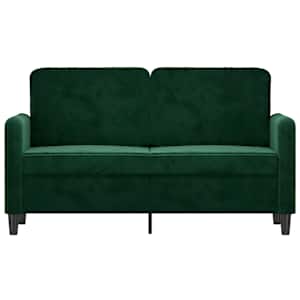 vidaXL Dvivietė sofa, tamsiai žalios spalvos, 120cm, aksomas