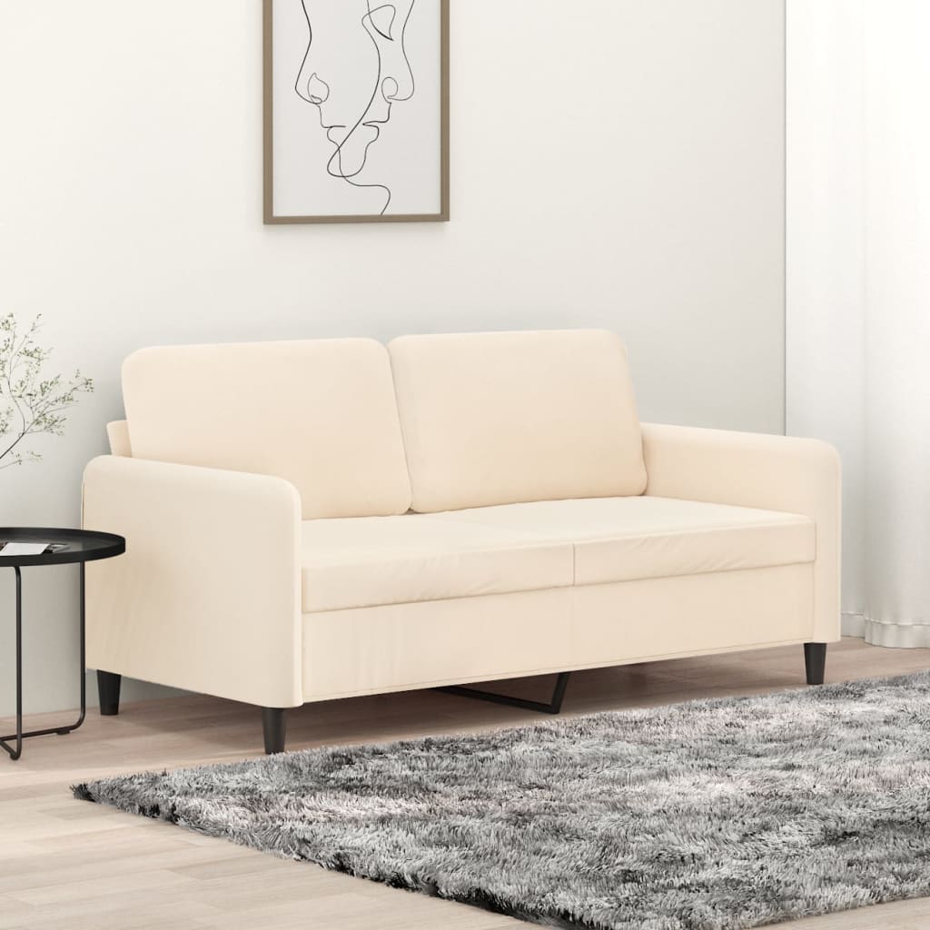 vidaXL Sofa 2-osobowa, kremowy, 140 cm, tapicerowana aksamitem