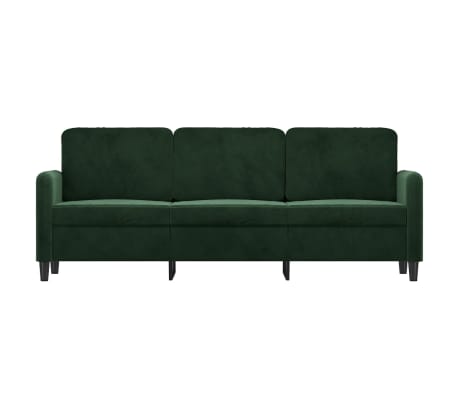 vidaXL Trivietė sofa, tamsiai žalios spalvos, 180cm, aksomas