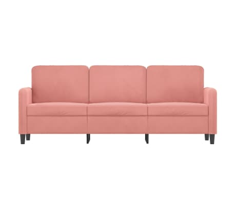 vidaXL Trivietė sofa, rožinės spalvos, 180cm, aksomas