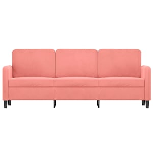 vidaXL Trivietė sofa, rožinės spalvos, 180cm, aksomas